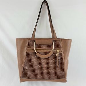 I.N.C. Ajae Bangle Crochet Tote - Tan/Gold